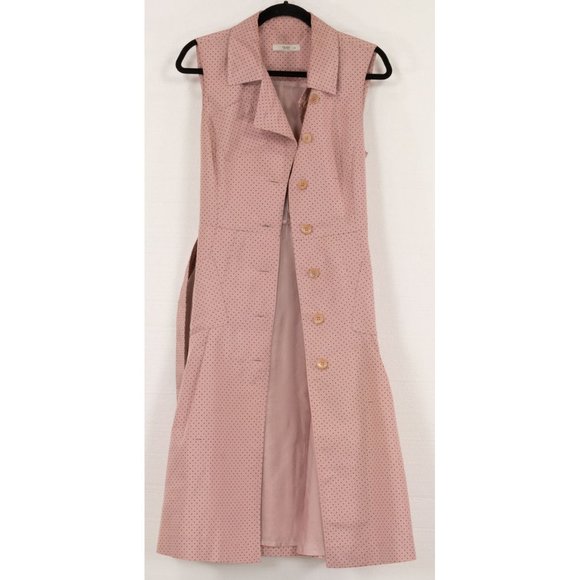 PRADA 100% SILK PINK POLKA DOT PATTERN BELTED SHIRT DRESS VINTAGE - Picture 9 of 10